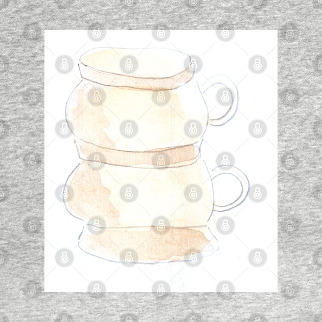 cup, dishes, watercolor, art, illustration, drink, food, tea, coffee, restaurant by grafinya